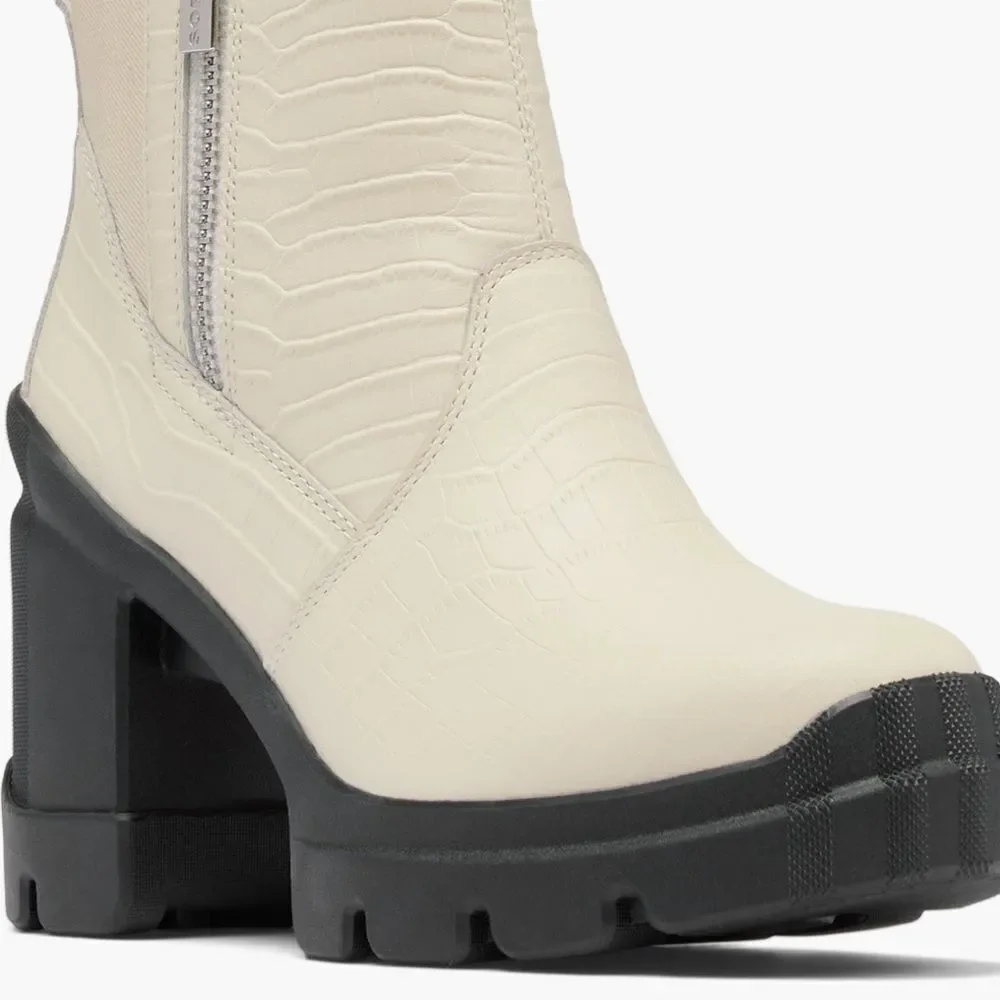 NIB Sorel Caribou X Heel Chelsea Boot Chalk White Waterproof Platform $180